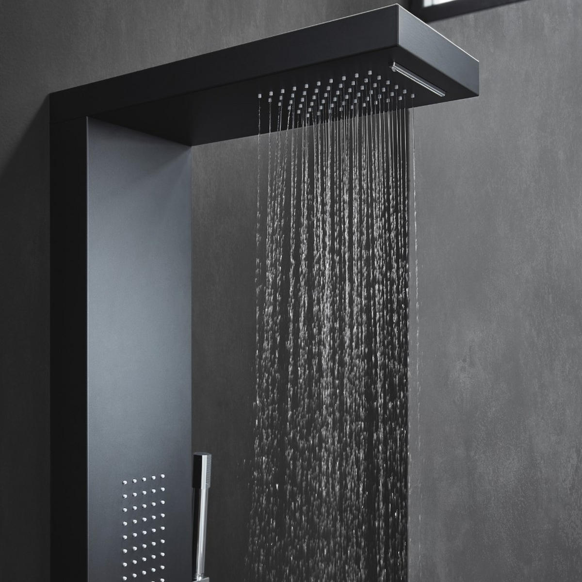 DUSCHPANEEL CASCATA - Schwarz - Schwarz, Metall (20/142/50.5cm) - Home Deluxe