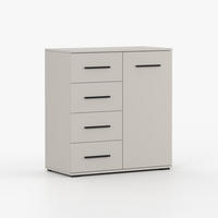 KOMMODE FRIDA MINI 01 KK 90 cm Kaschmir/Kaschmir, vier Schubladen, eine Drehtür, schwarze Griffe - Kaschmir/Schwarz, Holzwerkstoff/Kunststoff (90/96/45cm) - imoebel24