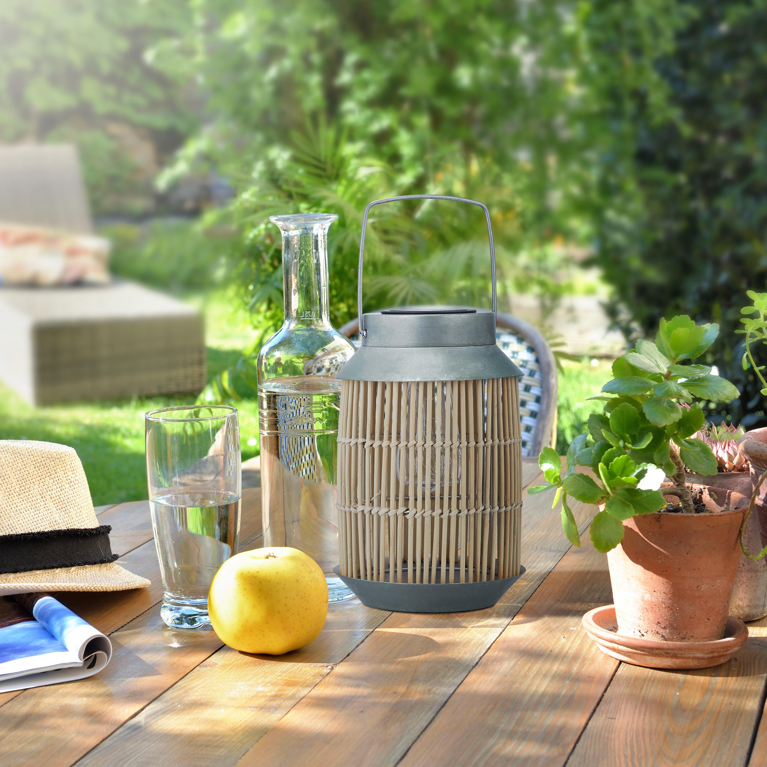 SOLARLAMPE - Hellbraun, Textil/Metall (17/17/26cm) - Relaxdays