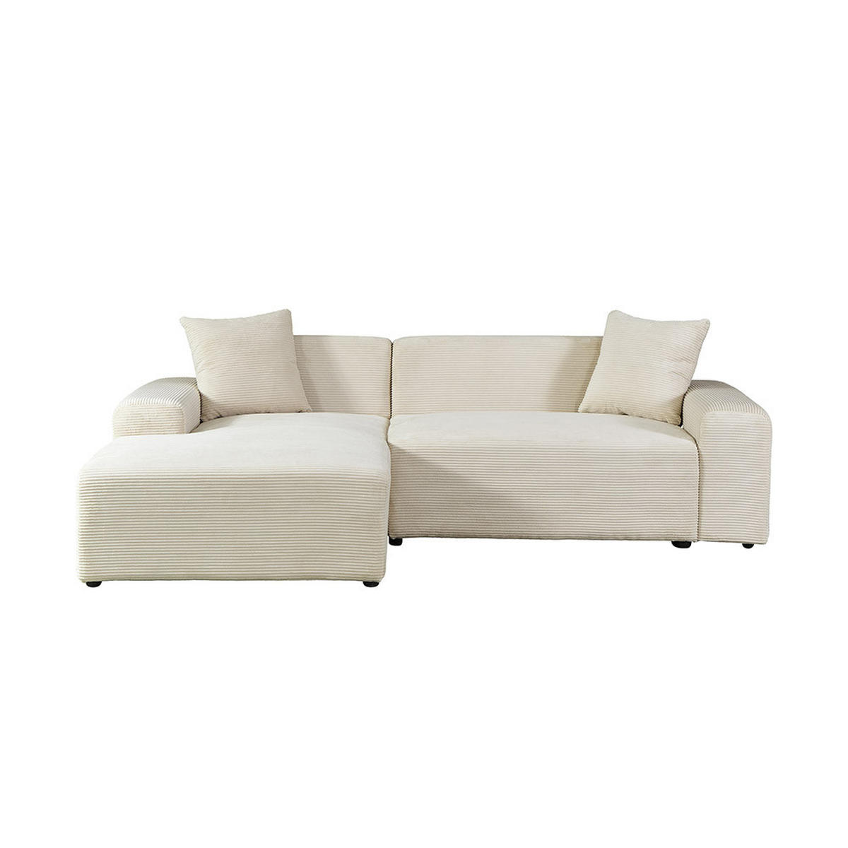 ECKSOFA AMELIO - Beige, Links - Beige, Holzwerkstoff/Textil (240/178cm) - Home Deluxe