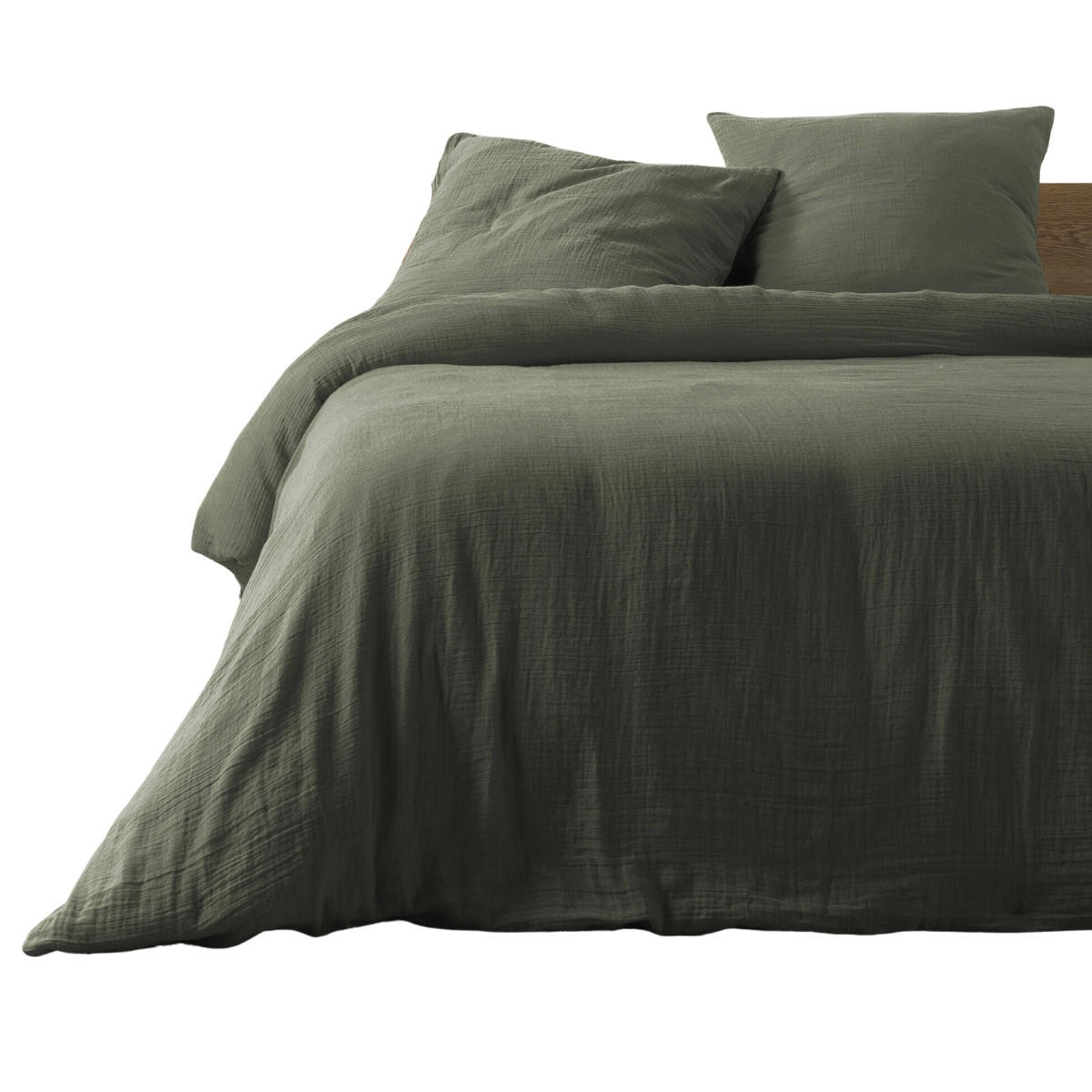 BETTWÄSCHE Angelia 240/220 cm - Waldgrün, Naturmaterialien (220/240cm) - Douceur d´intérieur