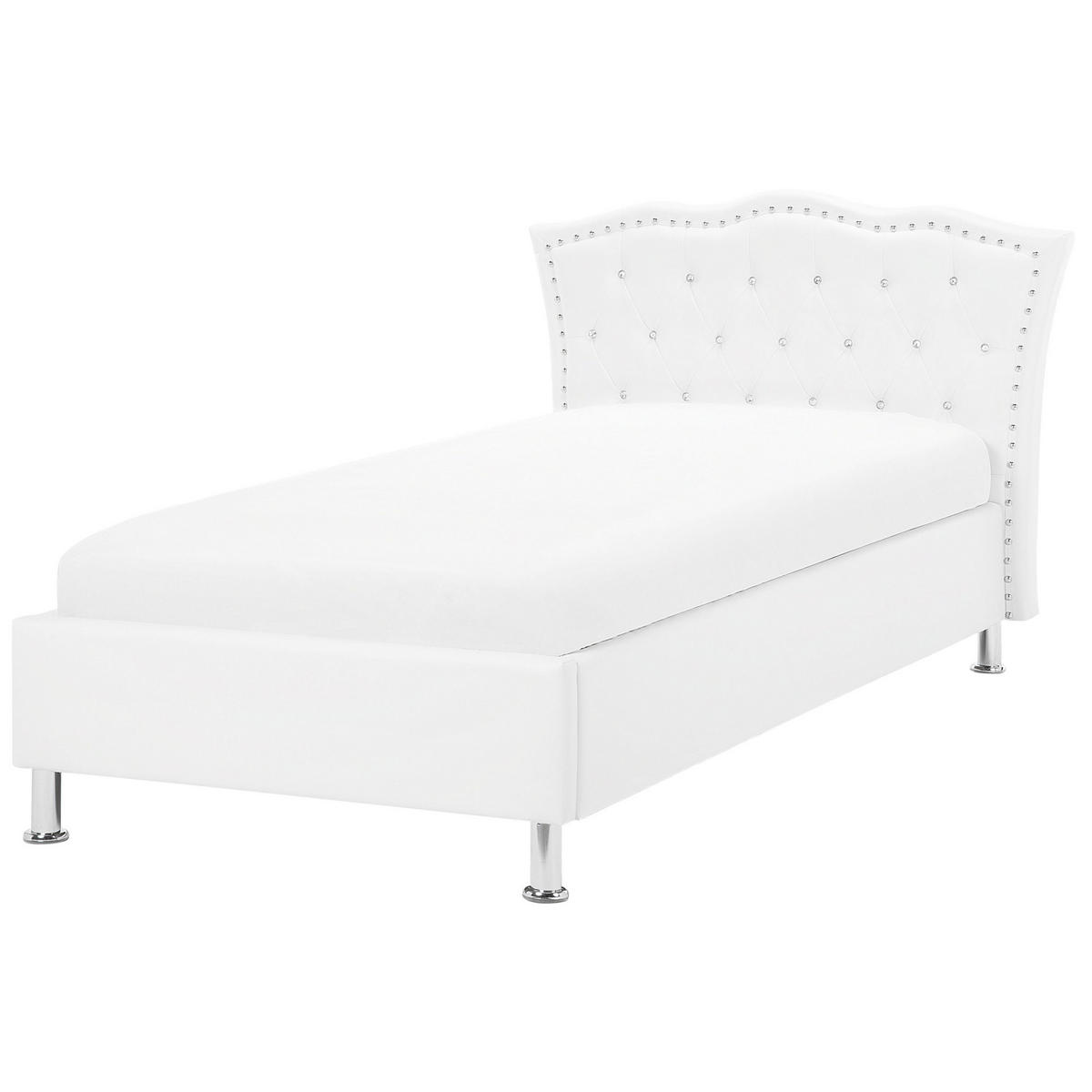 BETT 90/200cm Weiß Metz - Weiß, Kunststoff/Textil (90/200cm) - Beliani