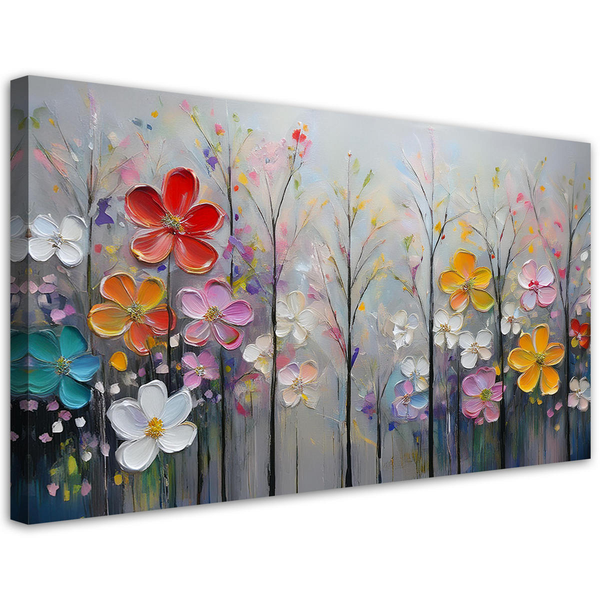 WANDBILD blumen bäume bunte natur - Multicolor, Textil (80/40cm) - Feeby