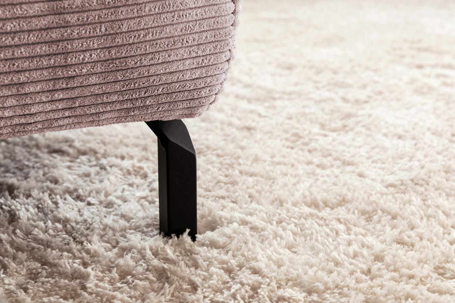ECKSOFA DELIA Pink Cord - Pink/Schwarz, Textil/Metall (312/219cm) - KAWOLA