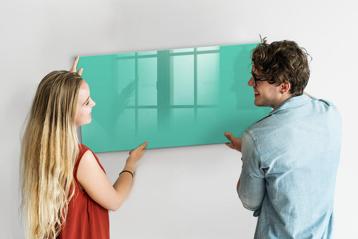 MAGNETTAFEL 120x60 Türkis schwarzer Marker - Türkis, Glas (120/0.4/60cm) - TULUP
