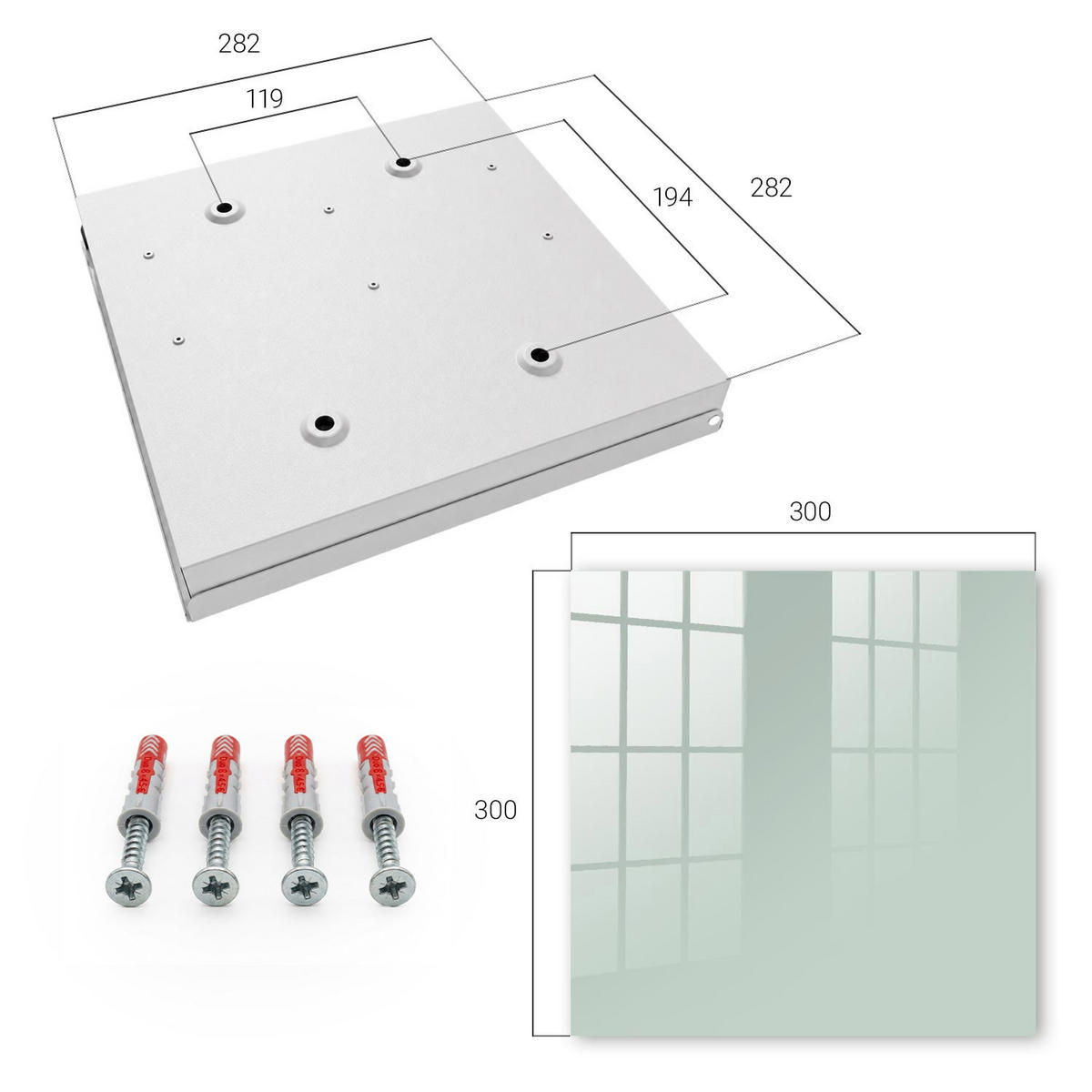 SCHLÜSSELBOX Weiß 30x30 cm – Türöffnung nach rechts - Hellminz - Grün, Metall (30/30/5cm) - TULUP