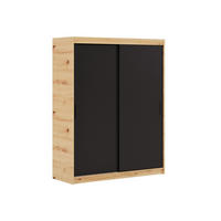 SCHWEBETÜRENSCHRANK Iga 120 cm 2-türig, artisan, schwarz - Schwarz/Eiche Artisan, Kunststoff (120/205/60cm) - Margaret Hadas24