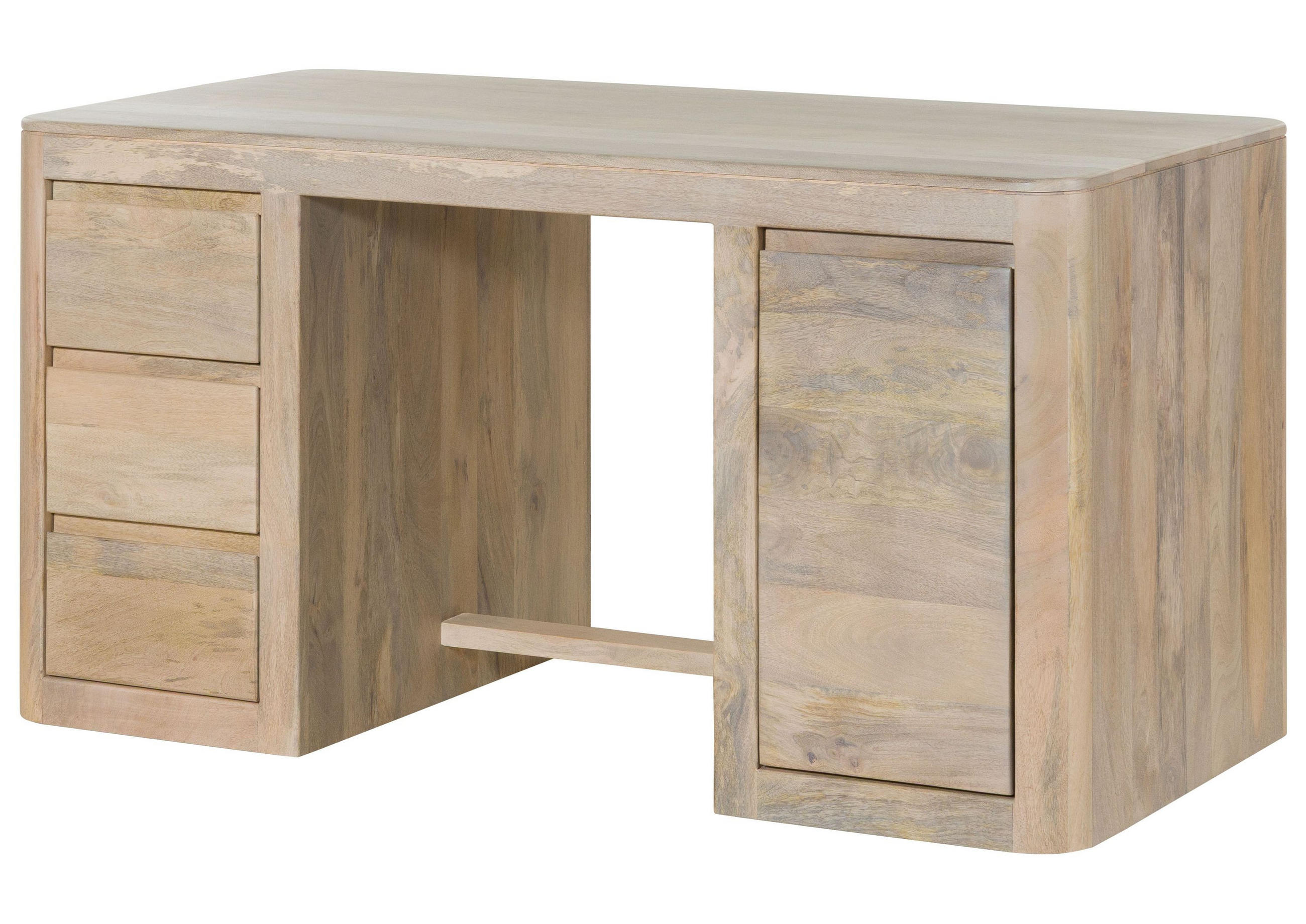 SCHREIBTISCH Mango 150x75x78 weiß lackiert TORONTO #348 - Weiß, Holz (75/150/78cm) - Massivmoebel24