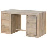 SCHREIBTISCH Mango 150x75x78 weiß lackiert TORONTO #348 - Weiß, Holz (75/150/78cm) - Massivmoebel24