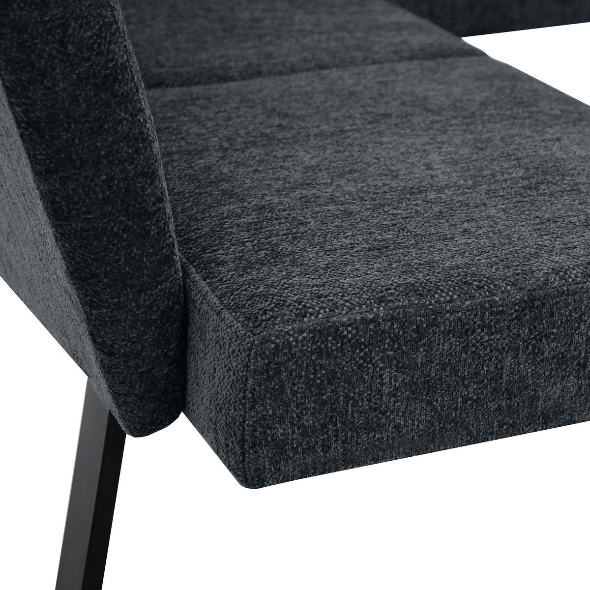 ECKBANK Velto 203x162 cm, mit Metallbeinen, Raven-Stoff, Anthrazit - Anthrazit/Schwarz, Metall (203/162cm) - Beautysofa