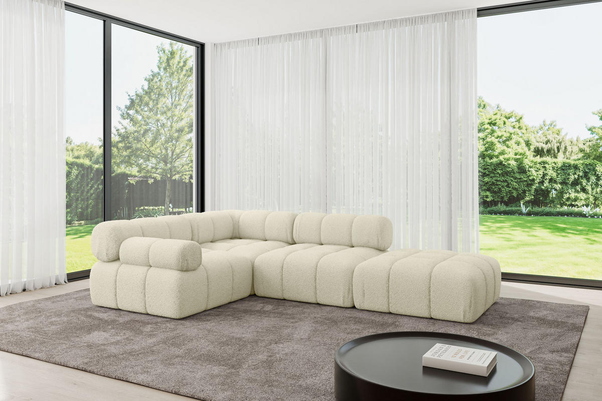 ECKSOFA modulares Sofa Felto-L1 - 285x190x70 cm Beige Bouclé - Beige, Holzwerkstoff/Textil (285/190cm) - ALTDECOR