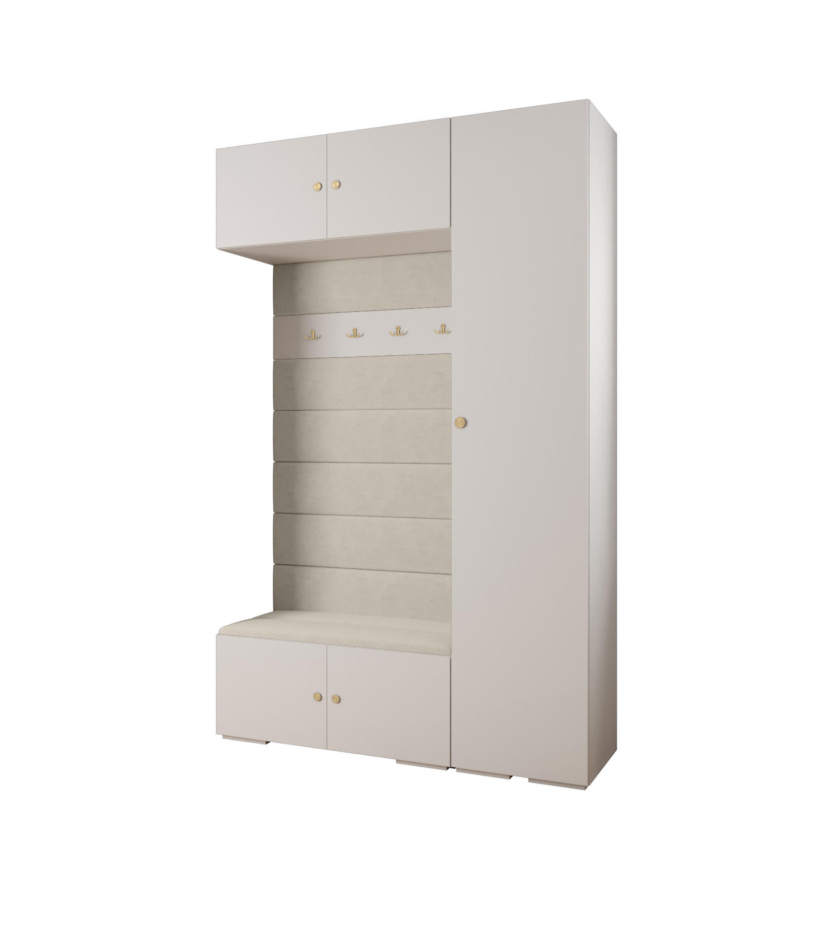 Abiks Möbel Garderoben-Set Weiß, Beige, Gold 150x236.7x47 cm