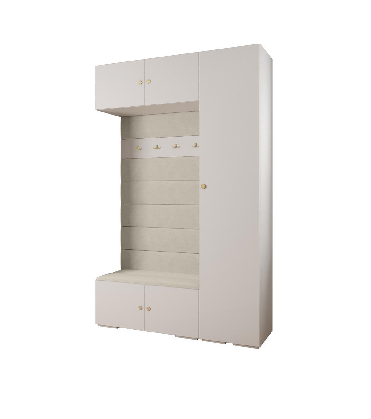GARDEROBEN-SET 236,7/150/47 - Goldfarben/Weiß, Holz/Kunststoff (150/236.7/47cm) - Abiks Möbel