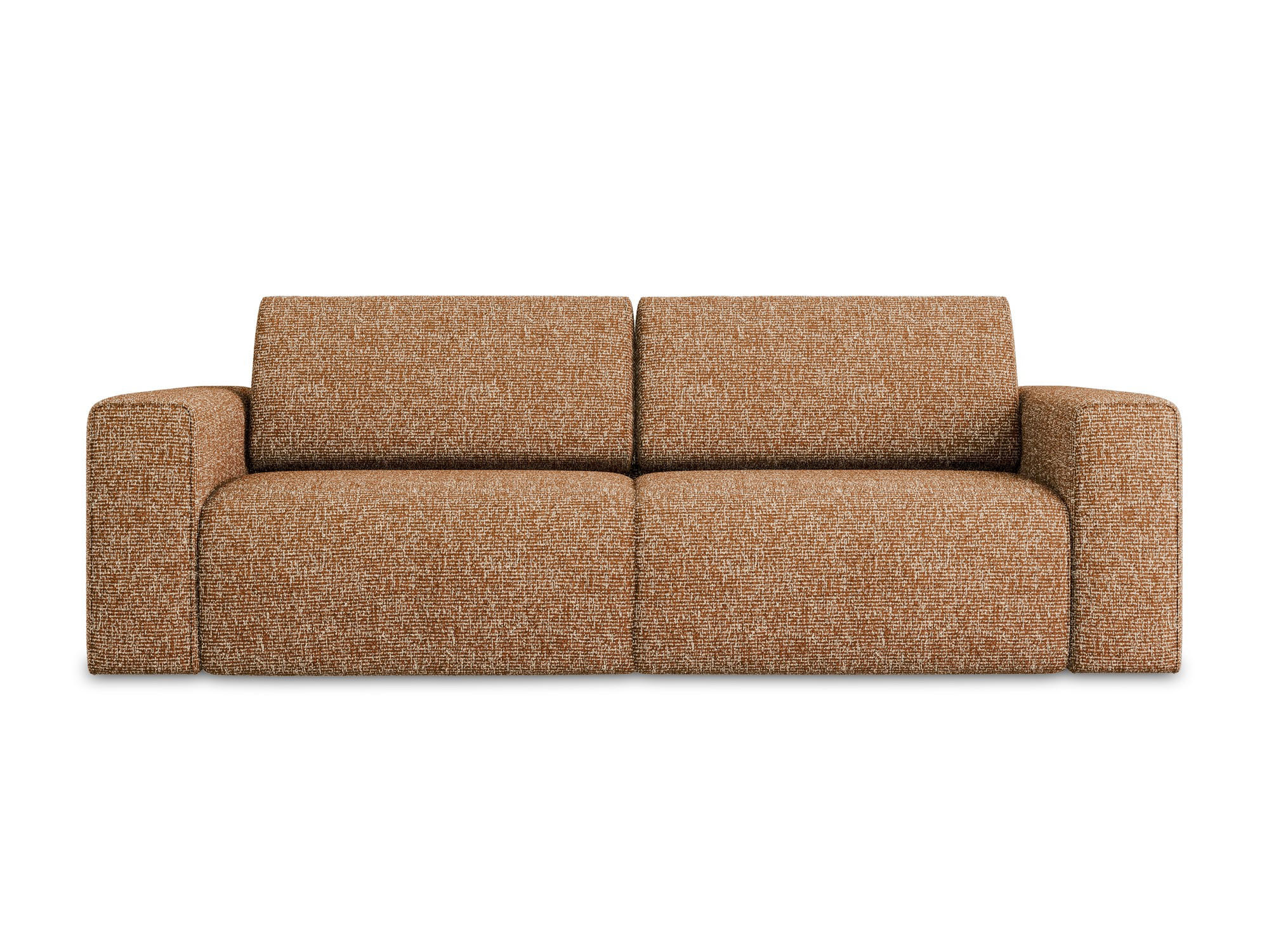 3-SITZER SOFA Strukturstoff Stoff Orange - Terra cotta/Schwarz, Kunststoff/Textil (224/80/103cm) - Makamii