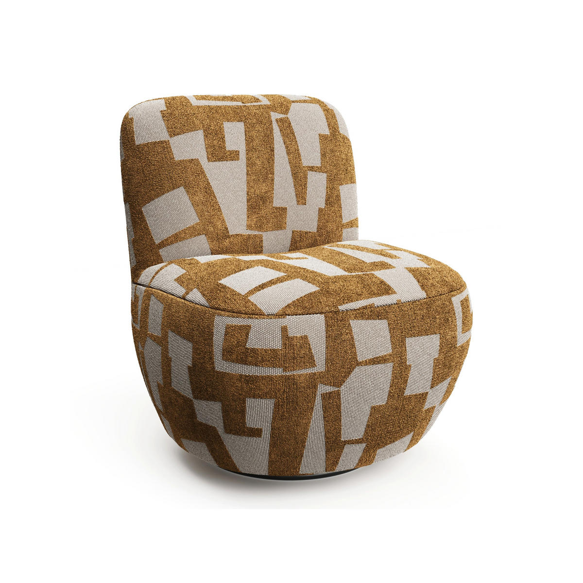 SESSEL Gemusterter texturierter Stoff Senf 64cm - Dunkelgelb, Textil (65/72/71cm) - Sia Home