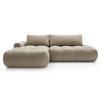 ECKSOFA Ombo Beige Velours 280 cm - Beige/Schwarz, Kunststoff/Textil (284/167cm) - Selsey