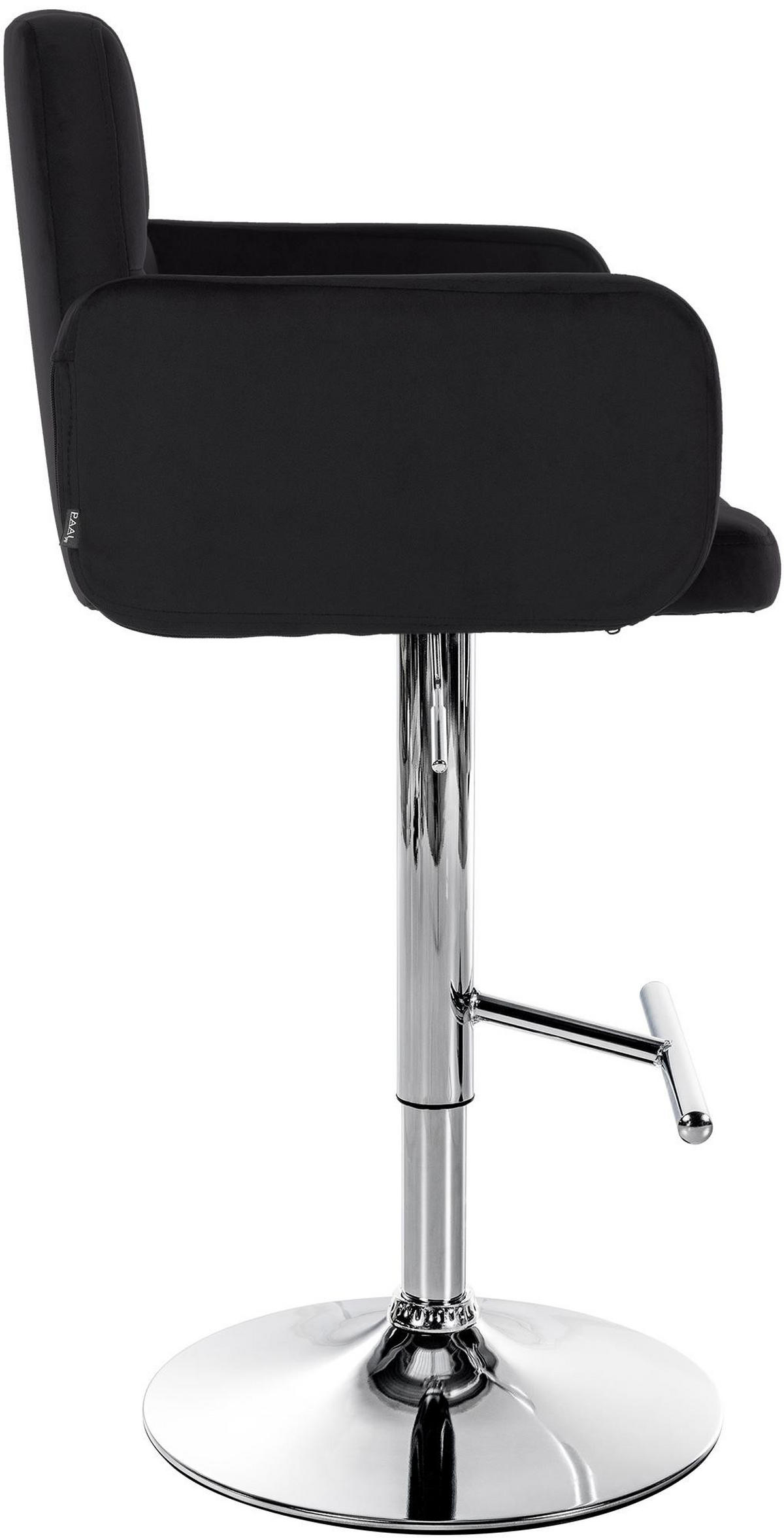 BARHOCKER 2er Set Sutun Samt Schwarz Silber - Schwarz, Textil/Metall (60/93/56cm) - DELUKE