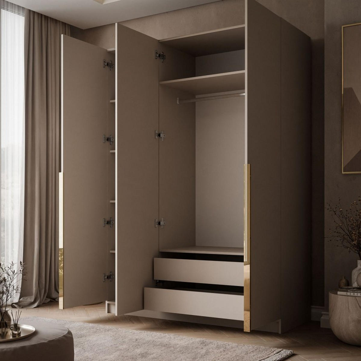 KLEIDERSCHRANK AUREL KASCHMIR 3D - Kaschmir, Holzwerkstoff (150/210/55cm) - Lookway