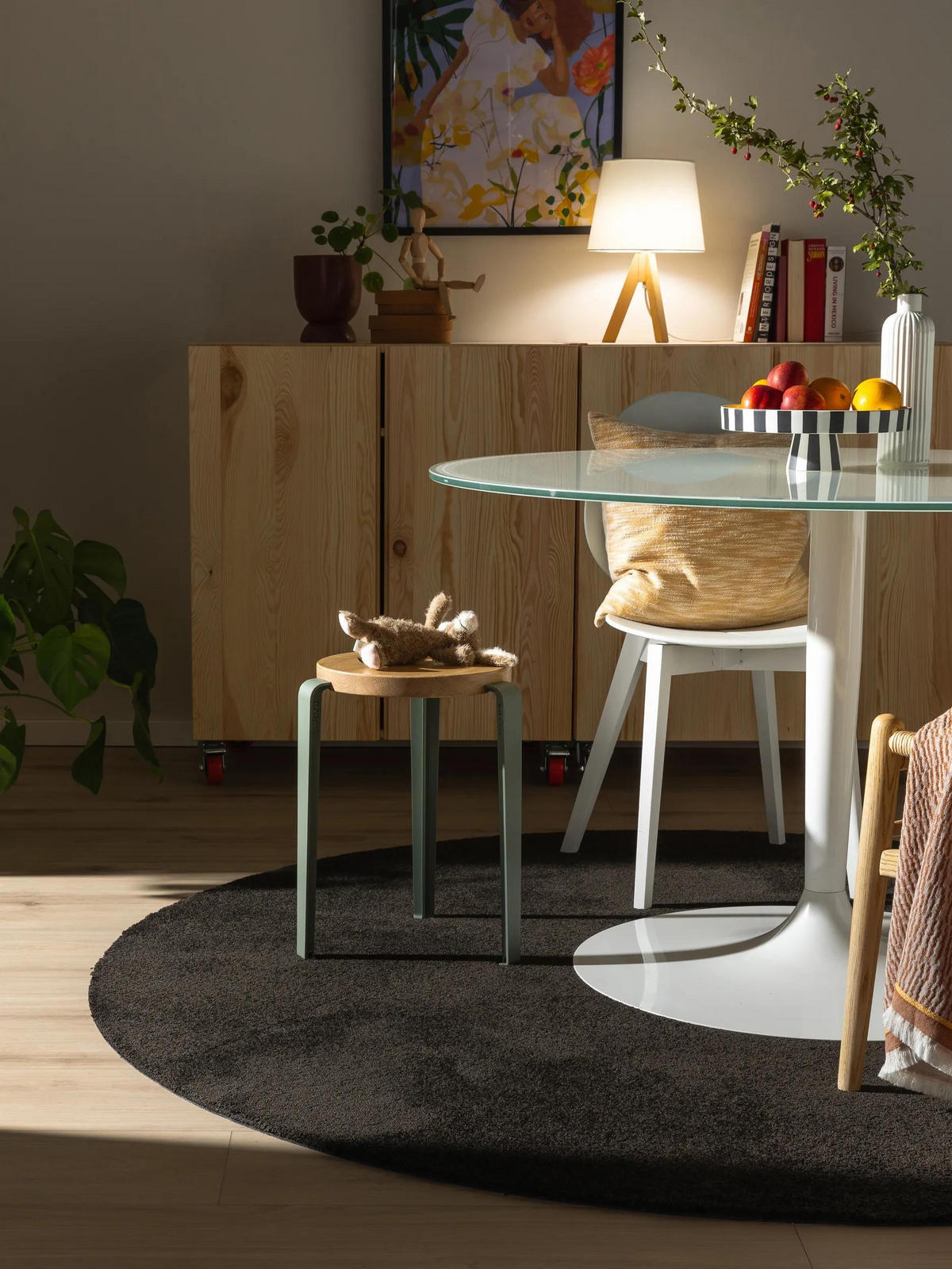 PRATELNÝ koberec Nina Antracit ø 200 cm kulatý - antracitová, plast/umělá hmota (200/200cm) - benuta Nest