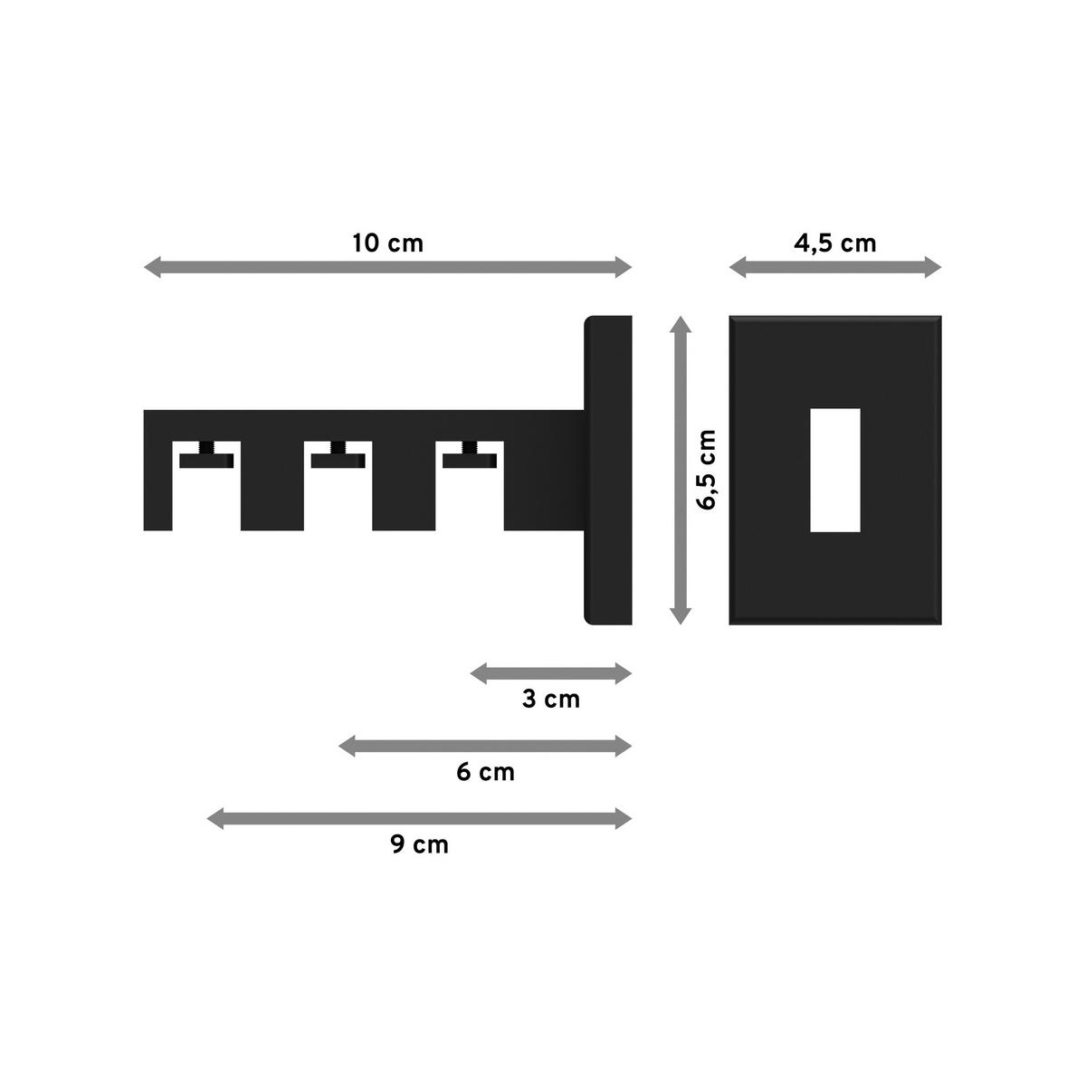 TRÄGER FÜR INNENLAUFSTANGEN 14x35 mm, Smartline 3-läufig, Schwarz - Schwarz, Metall (10/6.5/4.5cm) - INTERDECO