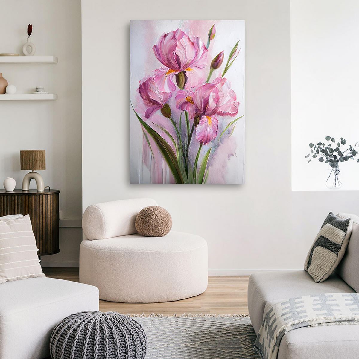 WANDBILD irisblüten rosa - Pink, Textil (40/60cm) - Feeby