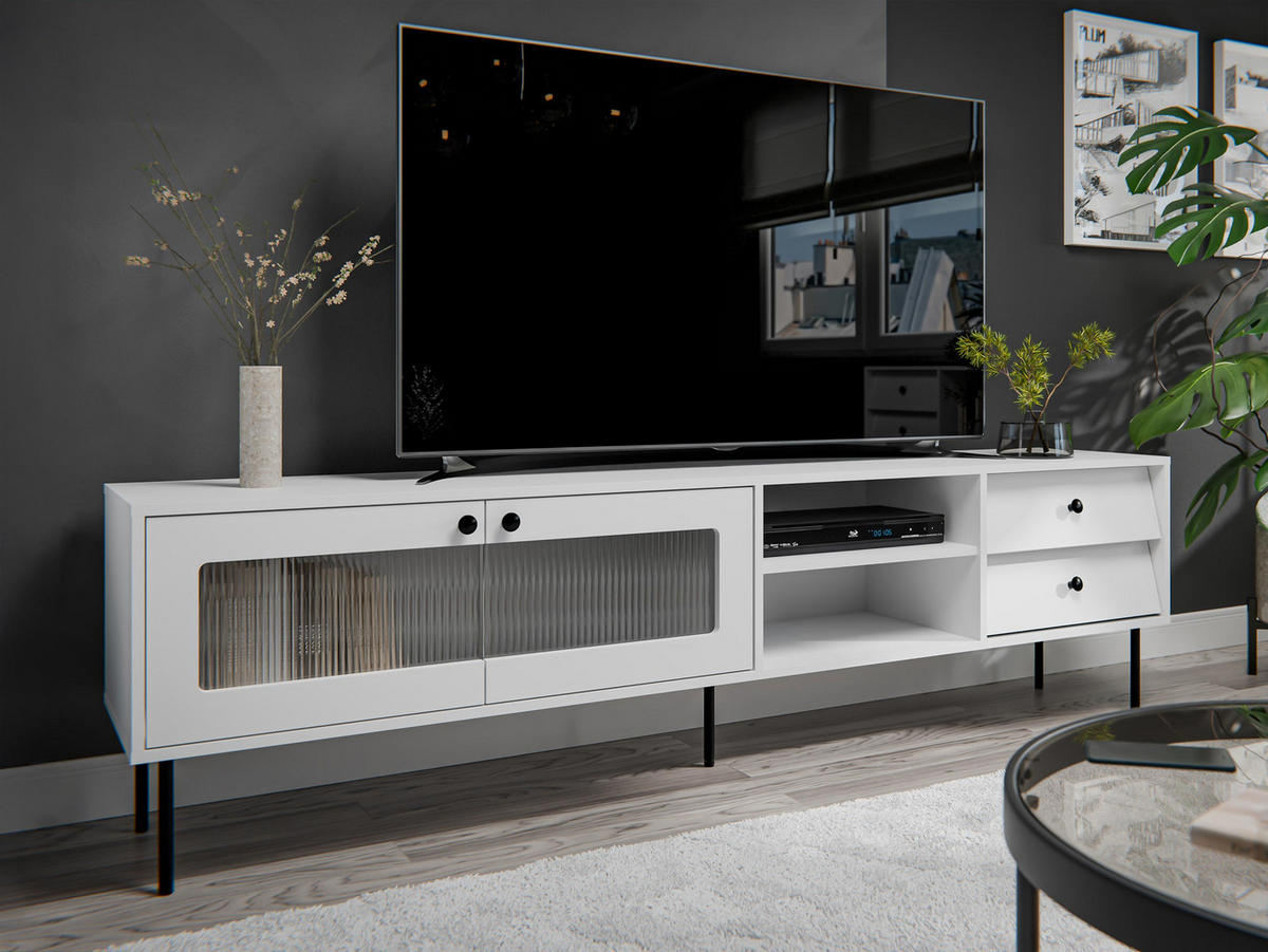 TV-LOWBOARD Valerio 200 - Schwarz/Weiß, Holzwerkstoff/Kunststoff (200/55/39cm) - MIRJAN24