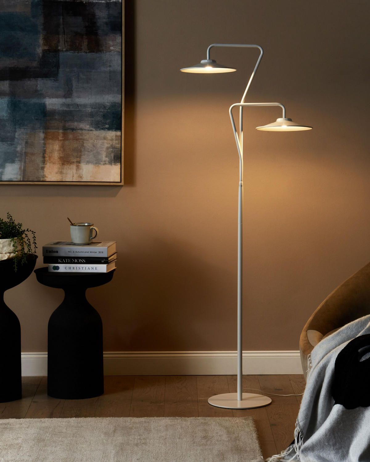 LED-STEHLAMPE Weiß Galetti - Weiß, Metall (25/55/140cm) - Beliani