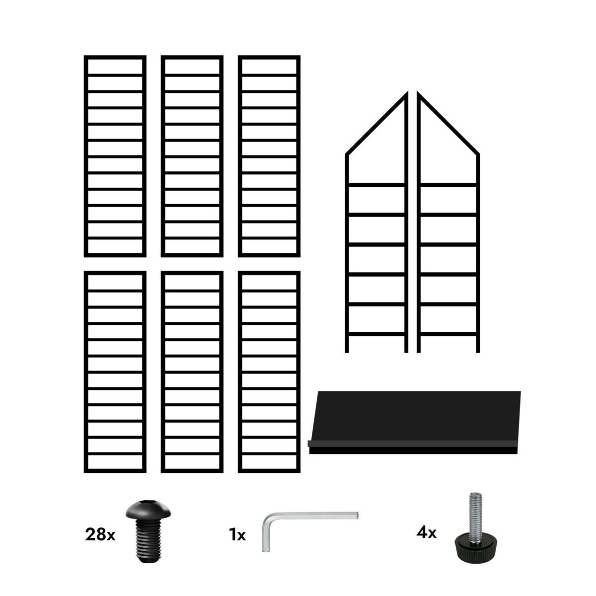 WEINREGAL Napa Metall,Schwarz, Für 84 Weinflaschen 125/100/30cm - Schwarz, Metall (100/125/30cm) - Metalo Pro