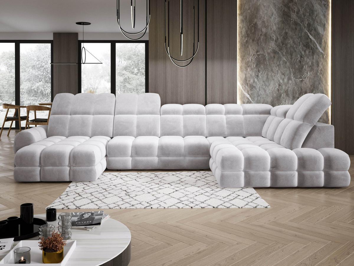 ECKSOFA TOLLO Salvador-stoff U-form 400x217x105 cm silber - Alufarben, Holz/Textil (217/400cm) - DomoHome