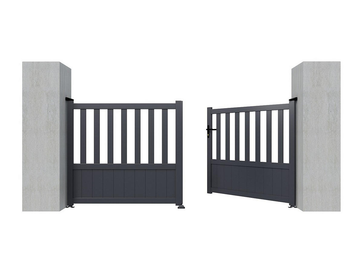 FLÜGELTOR - 315.1cm x 4.5cm - Aluminium - anthrazitgrau - TARNOS II - Anthrazit, Metall (315.1/140cm) - Vente-Unique