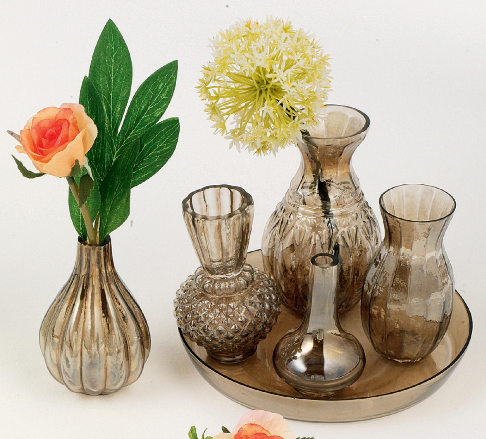 VASENENSEMBLE Poesie braun 6-tlg. - Braun, Glas (14cm) - FURNARO