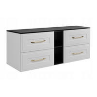 WASCHBECKUNTERSCHRANK CLASSIC 140 cm mit Arbeitsplatte Farbe: Matt Schwarz mit einer Matt Weißen Platte - Schwarz/Weiß, Holzwerkstoff (140/58/46cm) - Rodan