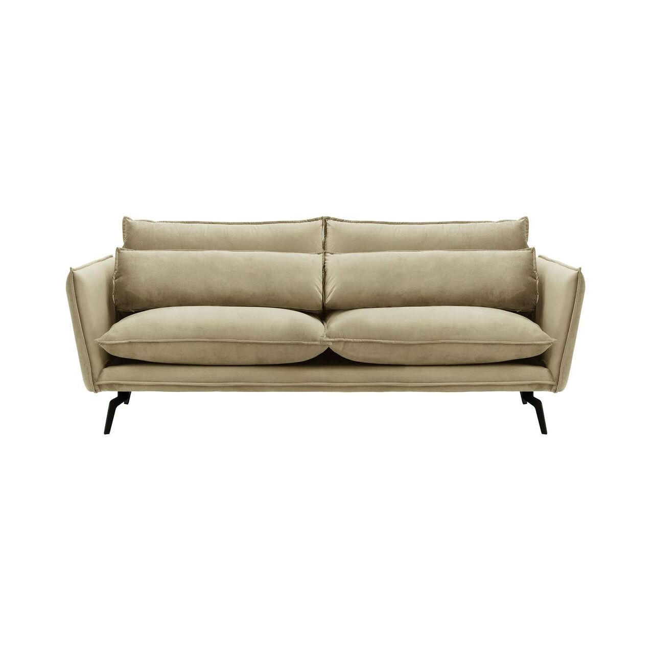 DREISITZER-SOFA Layla-Velluto 3 - Beige, Holz/Textil (237/95/98cm)