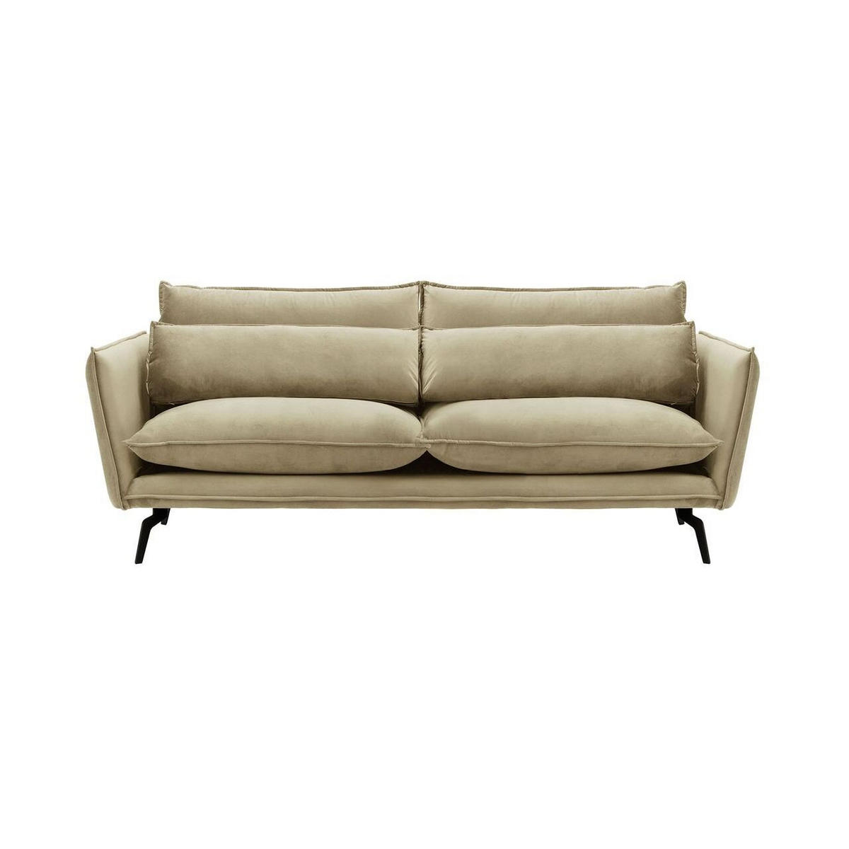 DREISITZER-SOFA Layla-Velluto 3 - Beige, Holz/Textil (237/95/98cm)