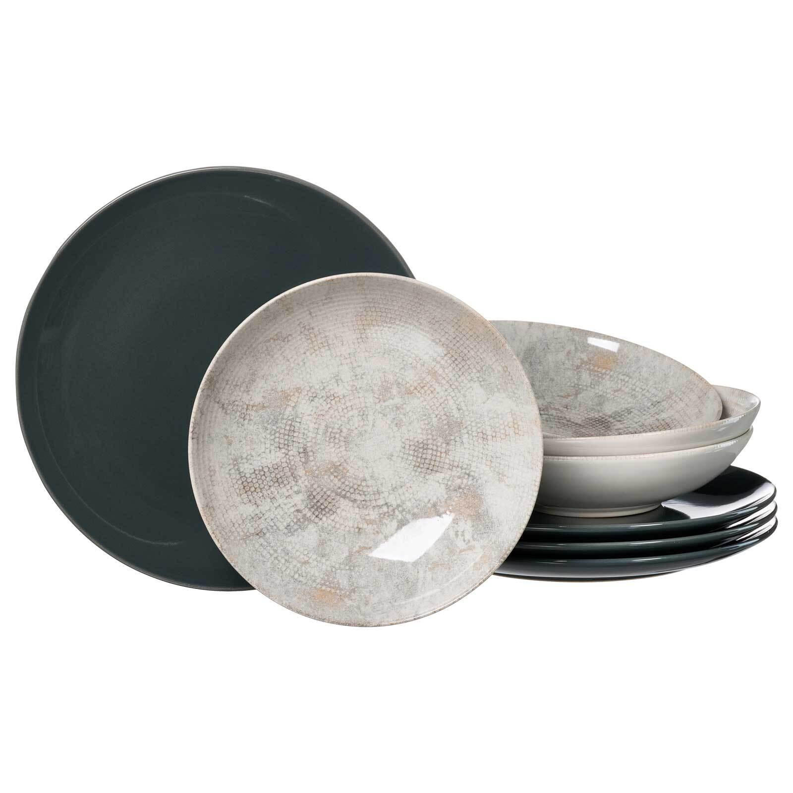 TAFEL-SET Cecina beige-grau 8er Set - Beige/Grau, Keramik (34/22/34cm) - Ritzenhoff Breker