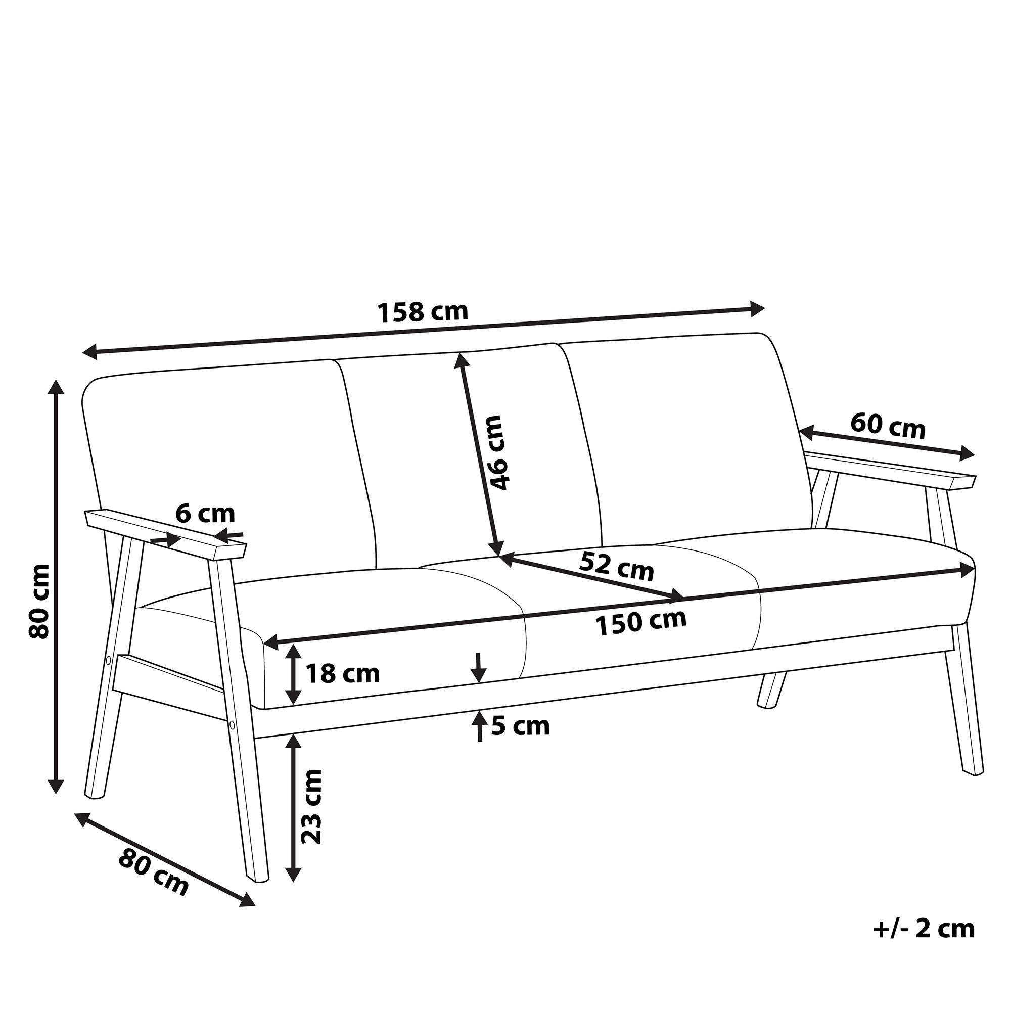 Beliani 3-Sitzer-Sofa Braun 158x80x80 cm
