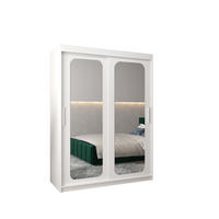 SCHWEBETÜRENSCHRANK 200/150/62 2-türig - Silberfarben/Weiß, Holz/Kunststoff (150/200/62cm) - MÖBEL KRYSPOL