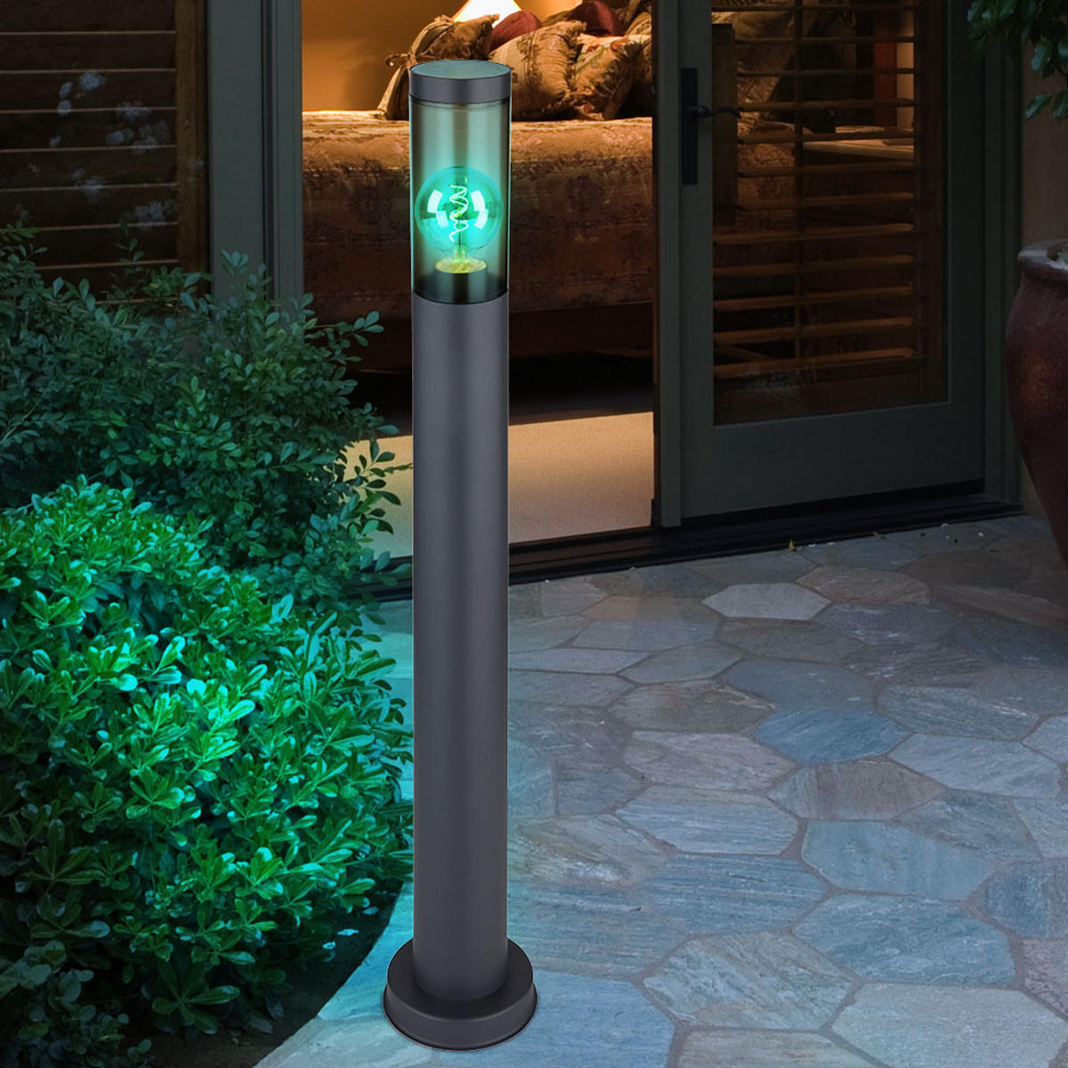 LED AUSSENLEUCHTE Edelstahl Anthrazit - Anthrazit, Kunststoff (7.6/7.6/80cm) - Globo Lighting