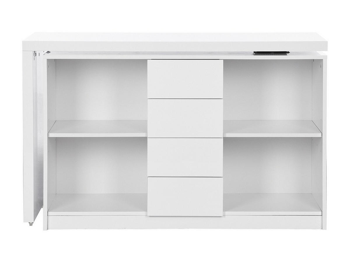 AUSZIEHBARER Schreibtisch mit 360° drehbarer Platte - MDF - Weiß lackiert - PAVELO - Weiß, Holz (42/190/76.5cm) - Vente-Unique