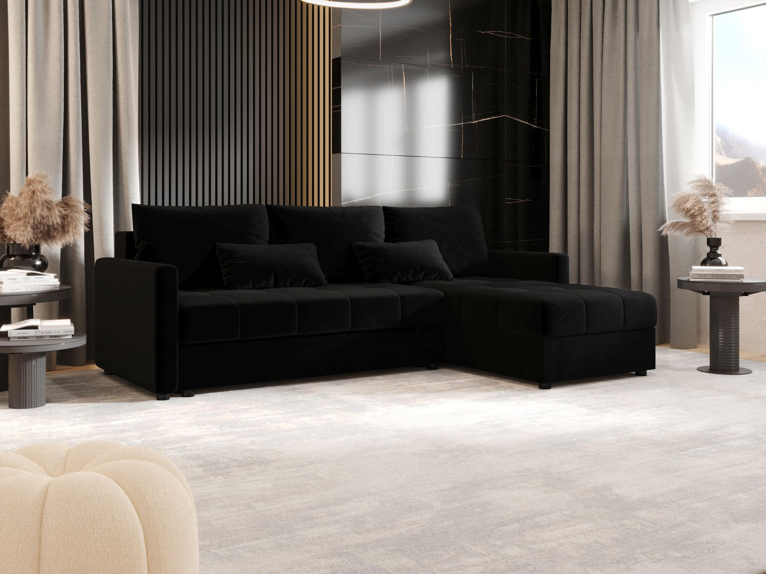 ECKSOFA MOS L BIS Itaka 15 Rechts mit Schlaffunktion - Schwarz, Textil (220/143cm) - Bedante