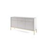 KOMMODE NOVA - KSZ154, Geriffelte Fronten, goldene Griffe 154x39x83 cm Grau - Goldfarben/Graphitfarben, Holzwerkstoff/Kunststoff (154/83/39cm) - DomoHome