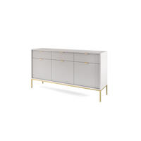 KOMMODE NOVA - KSZ154, Geriffelte Fronten, goldene Griffe 154x39x83 cm Grau - Goldfarben/Graphitfarben, Holzwerkstoff/Kunststoff (154/83/39cm) - DomoHome