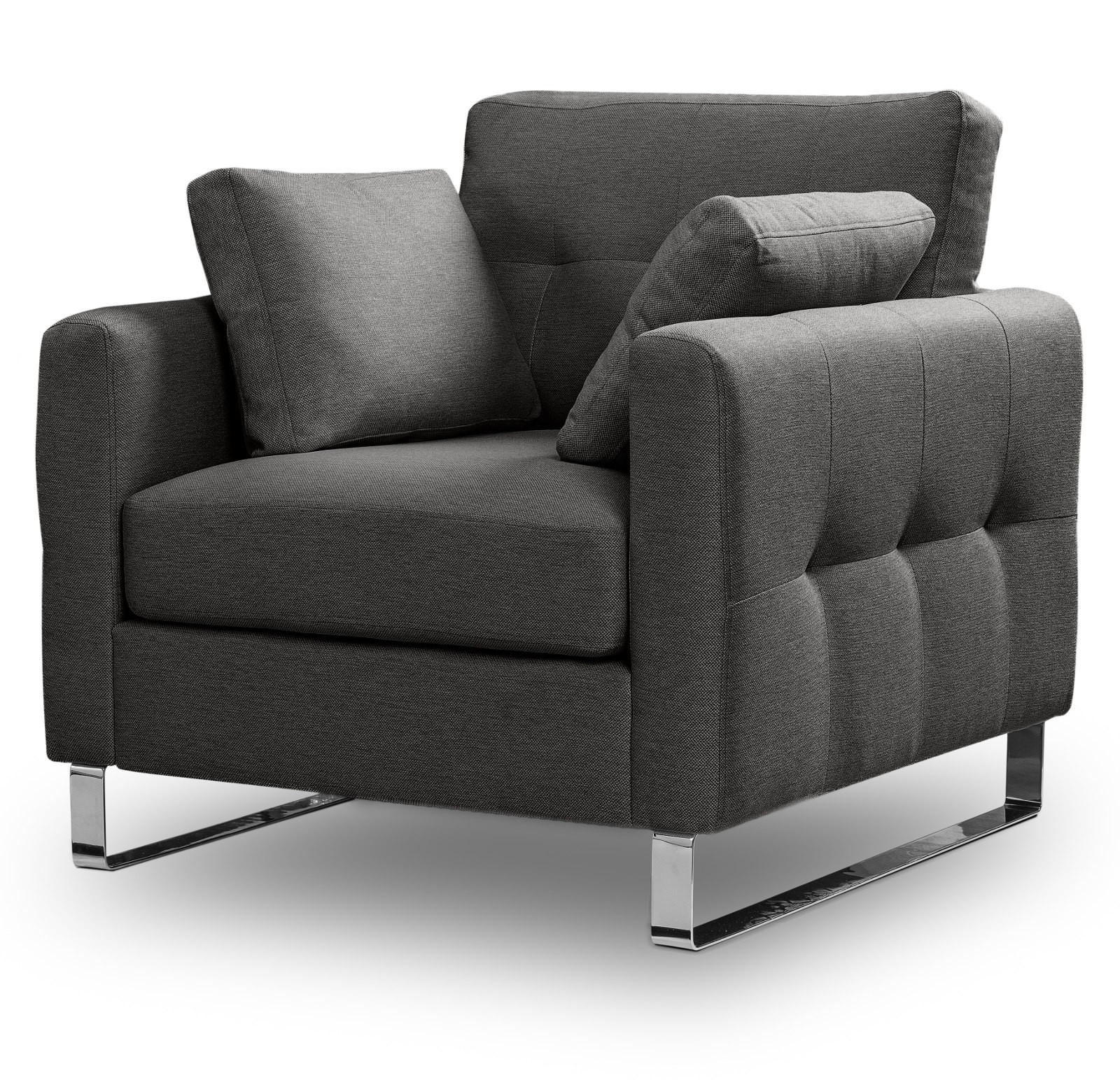 SESSEL grau Flachgewebe 93 x 94 cm, Clubsessel mit Steppoptik - Chromfarben/Grau, Holz/Textil (93/92/94cm) - Inn.Furn