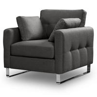 SESSEL grau Flachgewebe 93 x 94 cm, Clubsessel mit Steppoptik - Chromfarben/Grau, Holz/Textil (93/92/94cm) - Inn.Furn