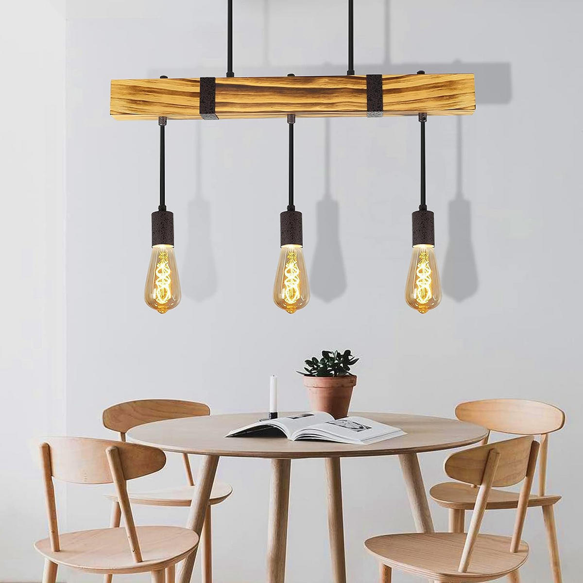 HÄNGELEUCHTE Katja 3-flammig 61/25/150 cm - Braun, Metall (61/25/150cm) - Nettlife