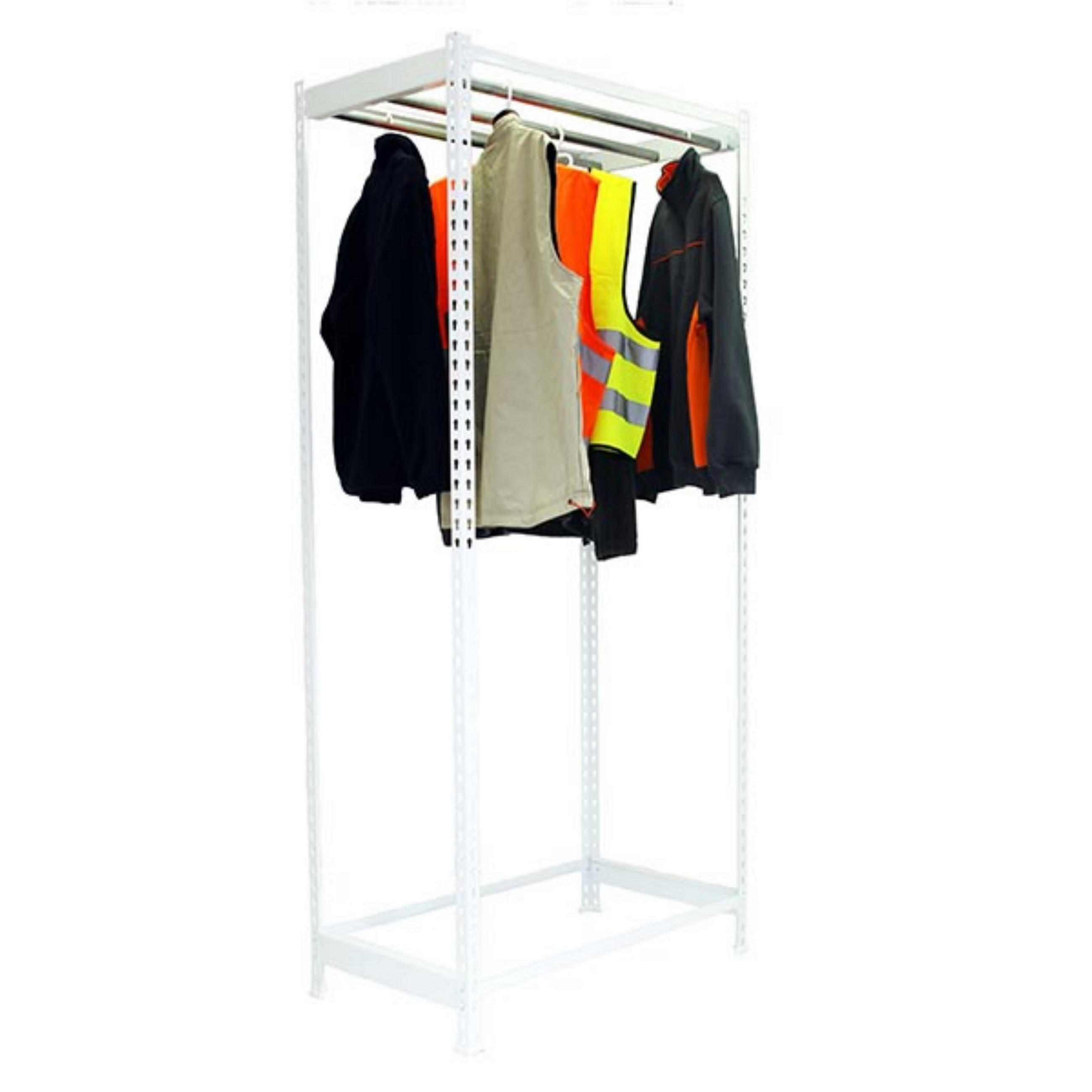 KLEIDERSTANGENREGAL Metal Einzel | HxBxT 300x120x50cm | Weiß | Kleiderständer Garderobe Klamottenregal Stangenregal Regal - Weiß, Metall (120/300/50cm) - PROREGAL