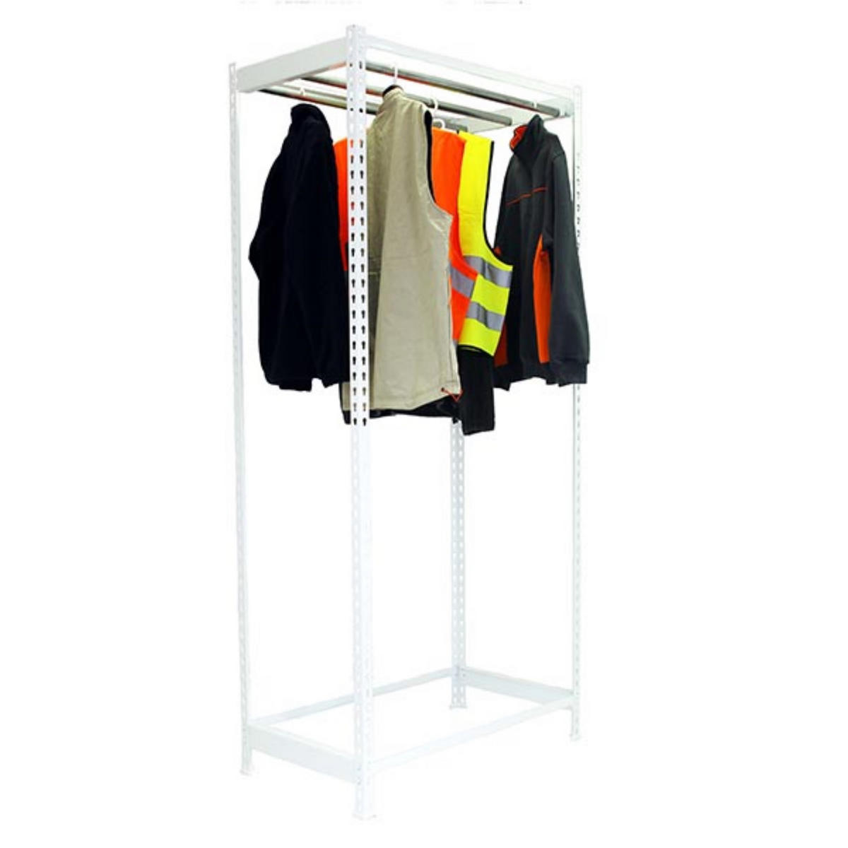 KLEIDERSTANGENREGAL Metal Einzel | HxBxT 300x90x50cm | Weiß | Kleiderständer Garderobe Klamottenregal Stangenregal Regal - Weiß, Metall (90/300/50cm) - PROREGAL