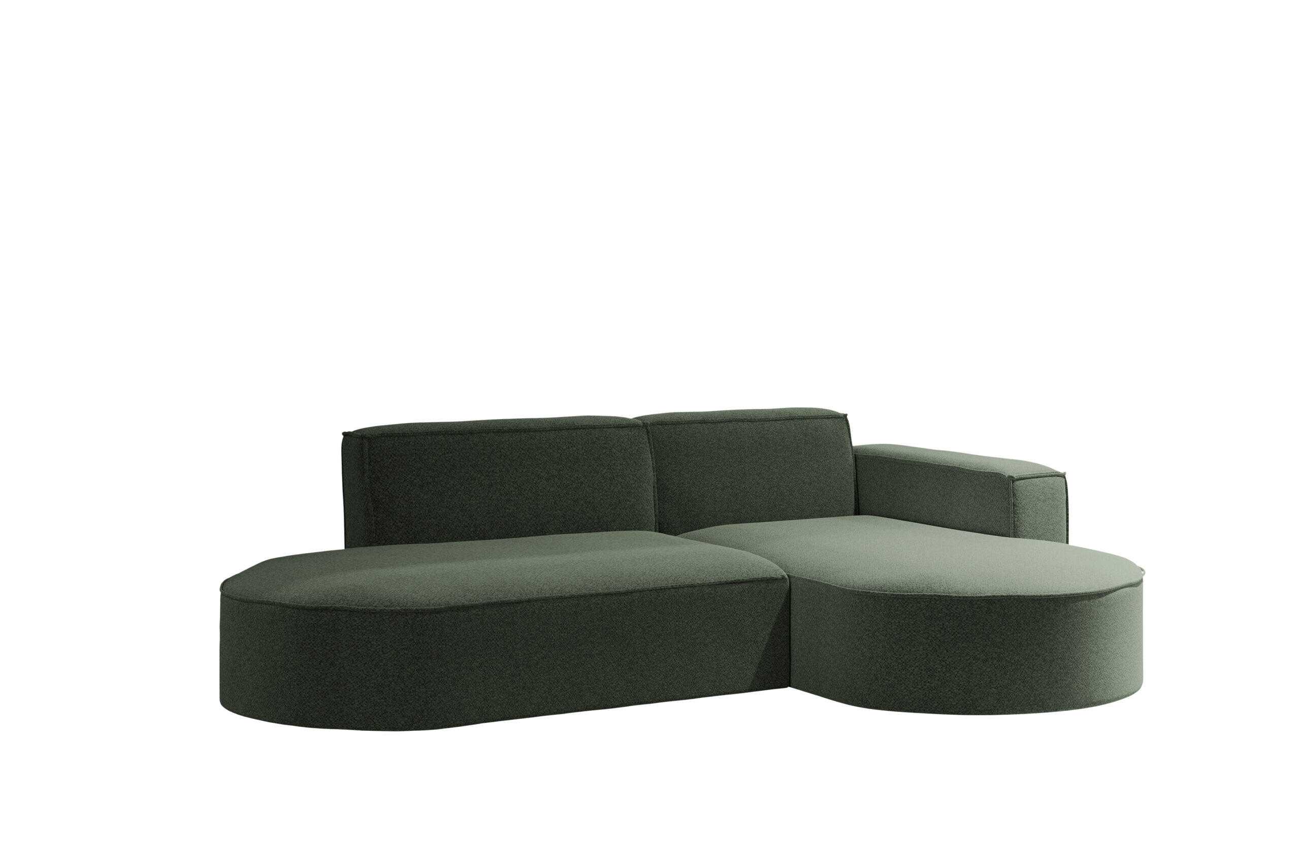ECKSOFA Modernes L-förmiges Modena Studio Stoff Raven Grün Rechts - Grün, Holz/Textil (236/165cm) - Kaiser Möbel