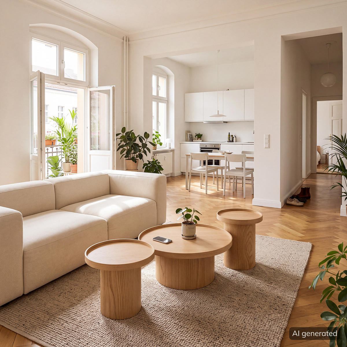 COUCHTISCH-SET 3-TEILIG - MDF - Eiche - Eichefarben, Holzwerkstoff (80/80/35cm) - home24