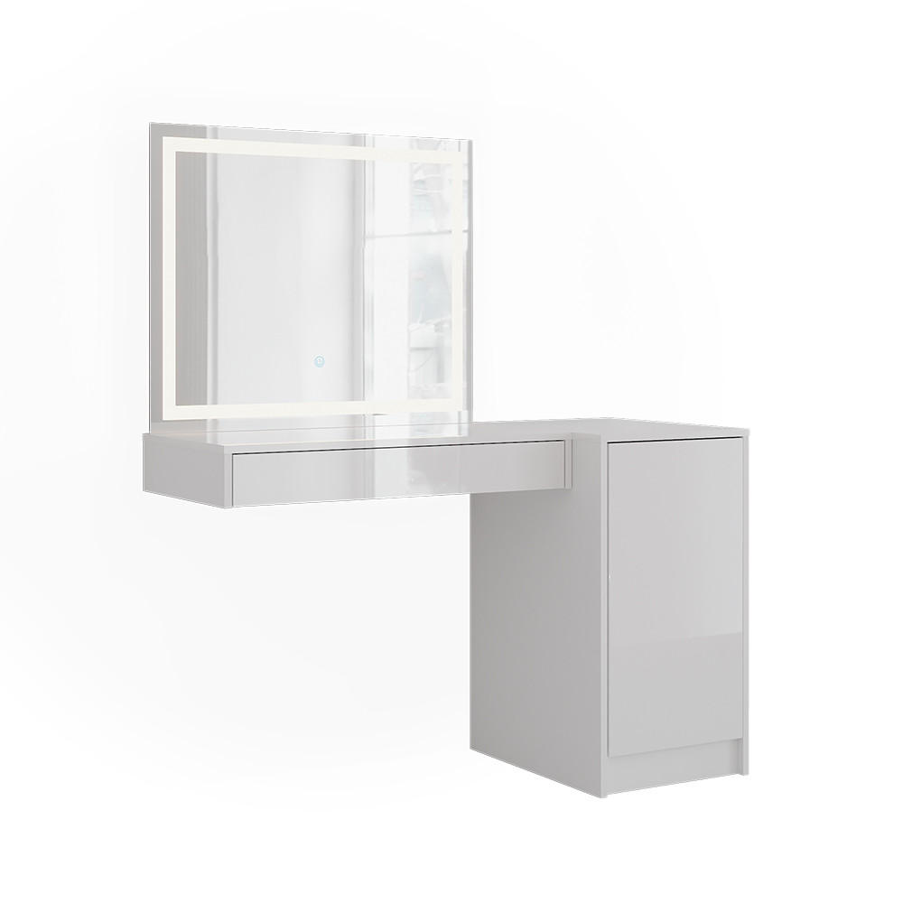 SCHMINKTISCH Sherry Weiß/Weiß Hochglanz 120 cm 3 Teile - Weiß Hochglanz, Holzwerkstoff (120/76/50.1cm) - Vicco